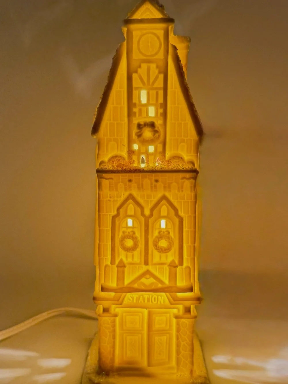 Vintage Holiday Time Porcelain Lighted Christmas Station House Village Decor